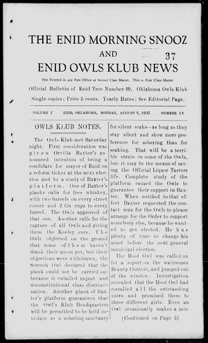The Enid Morning Snooz and Enid Owls Klub News (Enid, Okla.), Vol. 2, No. 13, Ed. 1 Monday, August 5, 1935
