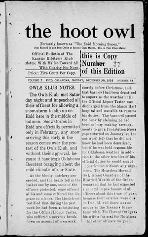 the hoot owl (Enid, Okla.), Vol. 2, No. 34, Ed. 1 Monday, December 30, 1935