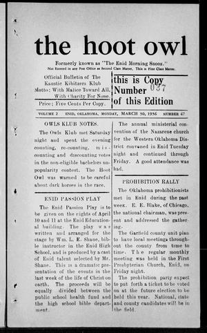 the hoot owl (Enid, Okla.), Vol. 2, No. 47, Ed. 1 Monday, March 30, 1936