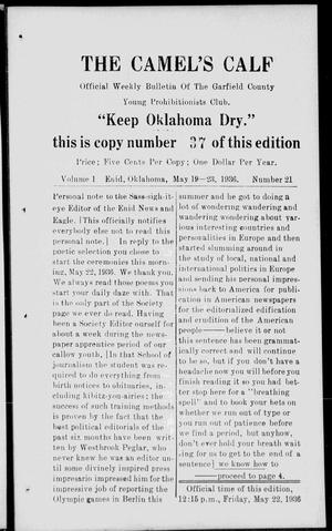 Primary view of object titled 'The Camel's Calf (Enid, Okla.), Vol. 1, No. 21, Ed. 1 Tuesday, May 19, 1936'.