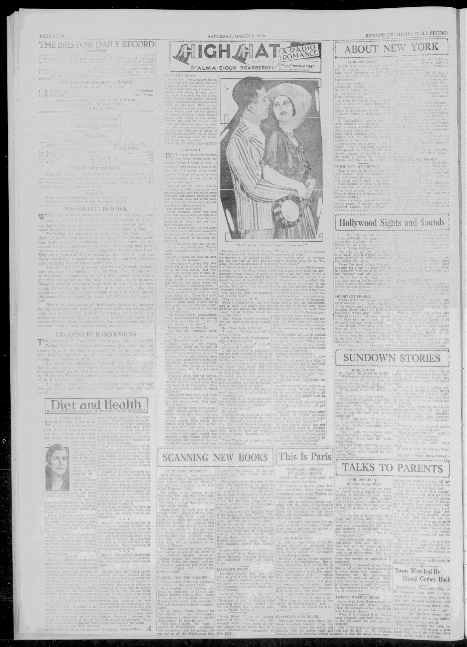 Bristow Daily Record (Bristow, Okla.), Vol. 8, No. 269, Ed. 1 Saturday, March 8, 1930
                                                
                                                    [Sequence #]: 4 of 6
                                                
