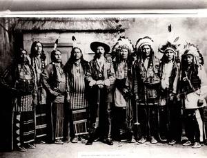 Buffalo Bill with a Group of Pawnee, Crow, and Sioux Scouts