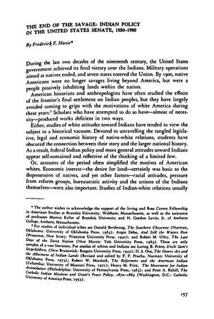 The End of the Savage: Indian Policy in the United States Senate, 1880-1900