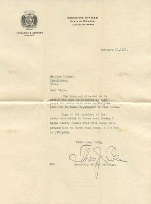 Letter From Thomas J. Cole to John H. Camp
