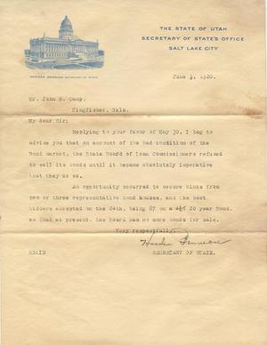 Letter From Harden Bennion to John H. Camp