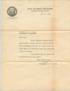 Letter From Secretary of the Mayor of New Orleans to John H. Camp