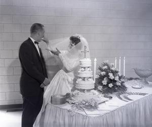 Steve Smola and Barbara Schoelen Giving Wedding Cake