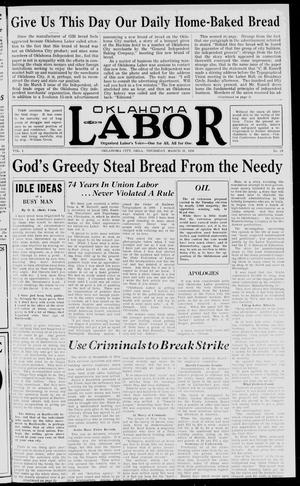 Primary view of object titled 'Oklahoma Labor (Oklahoma City, Okla.), Vol. 1, No. 19, Ed. 1 Thursday, March 26, 1936'.