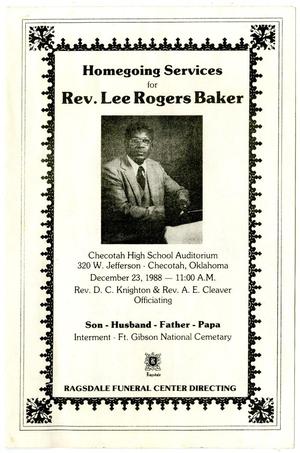Funeral Program for Reverand Lee Rogers Baker