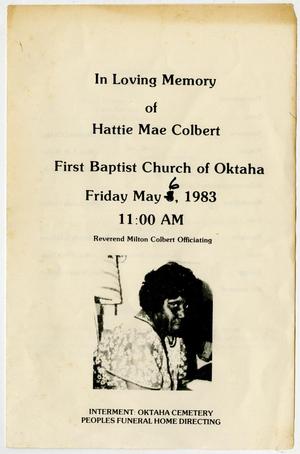 Funeral Program for Hattie Mae Colbert