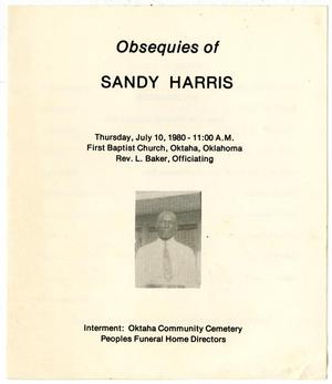 Funeral Program for Sandy Harris
