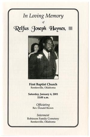Funeral Program Relfus Joseph Haynes