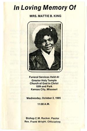 Funeral Program Mattie King