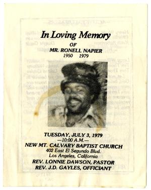 Funeral Program for Ronell Napier