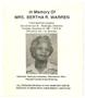 Pamphlet: Funeral Program for Bertha Warren