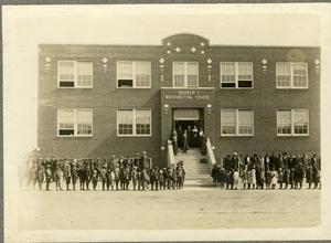 Booker T. Washington School with a Group at the Front