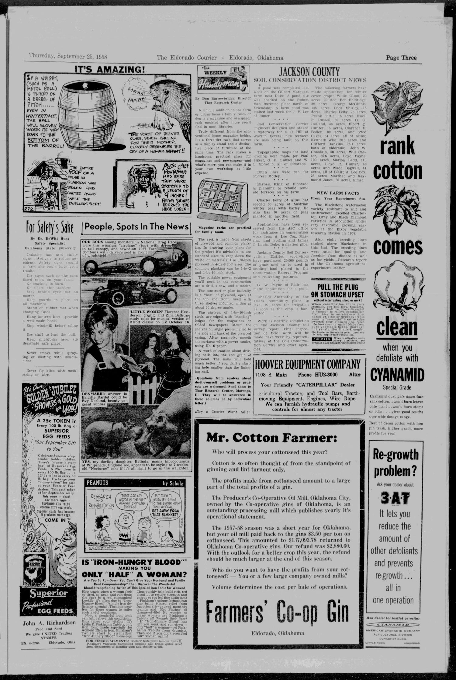 The Eldorado Courier (Eldorado, Okla.), Vol. 58, No. 20, Ed. 1 Thursday, September 25, 1958
                                                
                                                    [Sequence #]: 3 of 8
                                                
