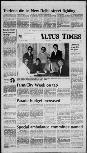 The Altus Times (Altus, Okla.), Vol. 62, No. 262, Ed. 1 Thursday, November 1, 1984