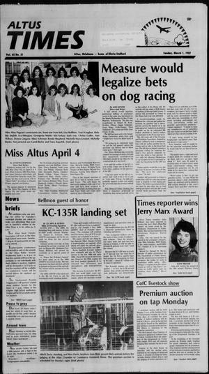 Primary view of object titled 'Altus Times (Altus, Okla.), Vol. 65, No. 51, Ed. 1 Sunday, March 1, 1987'.