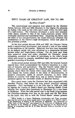 Fifty Years of Choctaw Law, 1834 to 1884