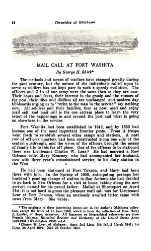 Mail Call at Fort Washita