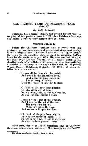 One Hundred Years of Oklahoma Verse 1830-1930