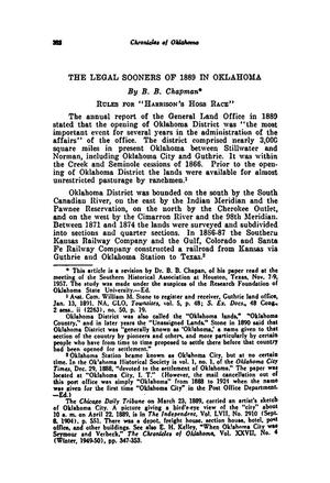 Primary view of object titled 'The Legal Sooners of 1889 in Oklahoma'.