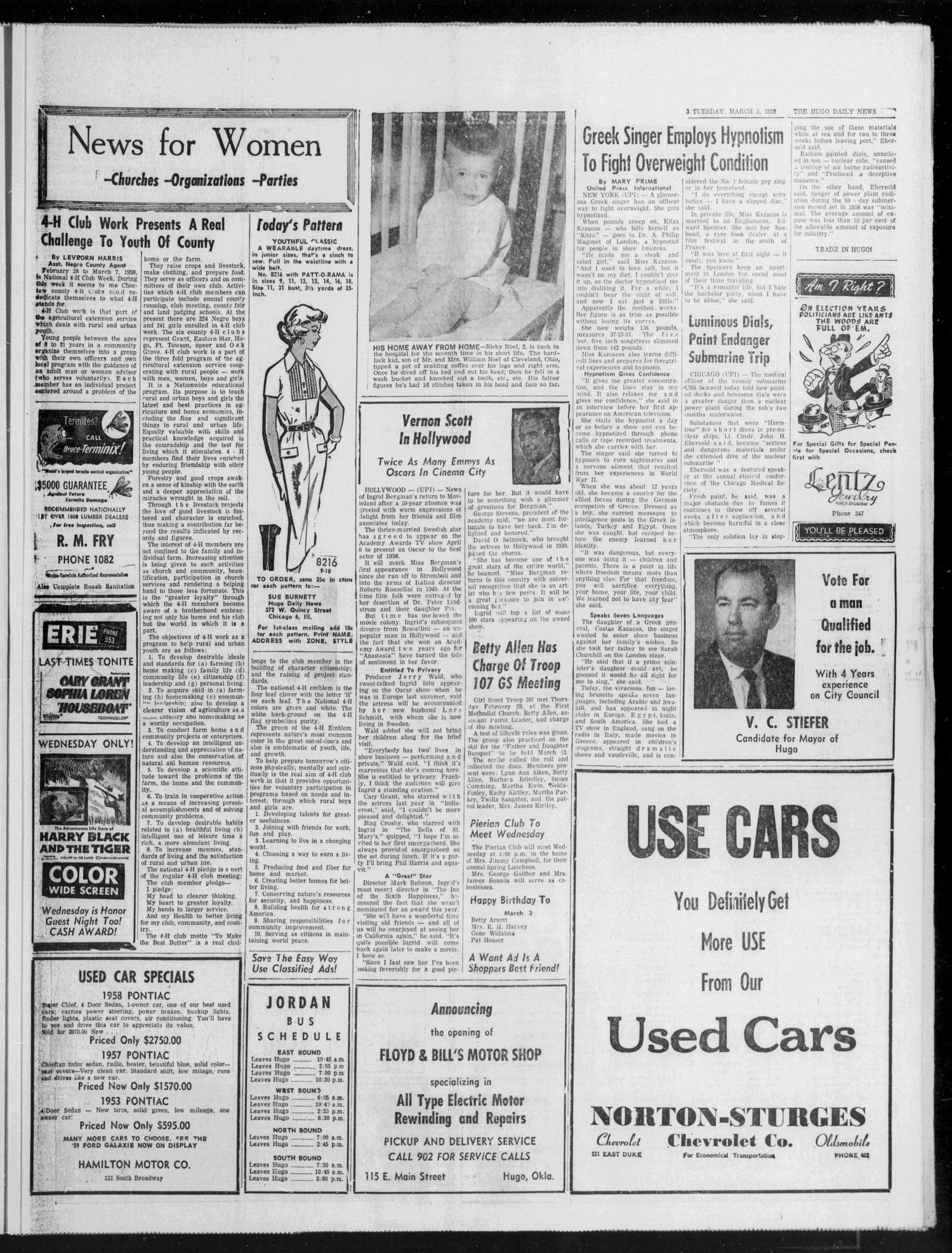The Hugo Daily News (Hugo, Okla.), Vol. 43, No. 236, Ed. 1 Tuesday, March 3, 1959
                                                
                                                    [Sequence #]: 3 of 6
                                                