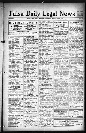 Tulsa Daily Legal News (Tulsa, Okla.), Vol. 22, No. 126, Ed. 1 Thursday, November 30, 1922
