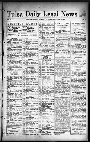 Tulsa Daily Legal News (Tulsa, Okla.), Vol. 26, No. 72, Ed. 1 Thursday, September 25, 1924