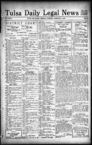 Tulsa Daily Legal News (Tulsa, Okla.), Vol. 27, No. 27, Ed. 1 Monday, February 2, 1925