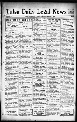 Tulsa Daily Legal News (Tulsa, Okla.), Vol. 27, No. 51, Ed. 1 Tuesday, March 3, 1925