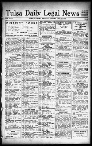Tulsa Daily Legal News (Tulsa, Okla.), Vol. 27, No. 97, Ed. 1 Saturday, April 25, 1925