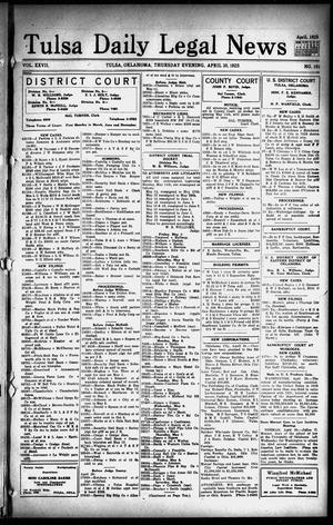 Tulsa Daily Legal News (Tulsa, Okla.), Vol. 27, No. 101, Ed. 1 Thursday, April 30, 1925
