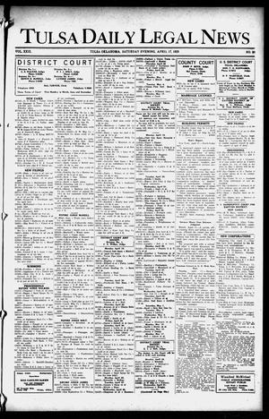 Primary view of object titled 'Tulsa Daily Legal News (Tulsa, Okla.), Vol. 29, No. 90, Ed. 1 Saturday, April 17, 1926'.