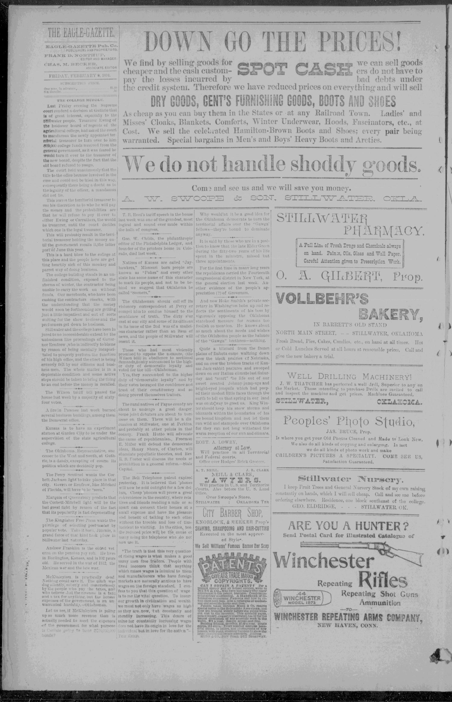 The Eagle-Gazette. (Stillwater, Okla.), Vol. 5, No. 9, Ed. 1 Friday, February 9, 1894
                                                
                                                    [Sequence #]: 4 of 8
                                                