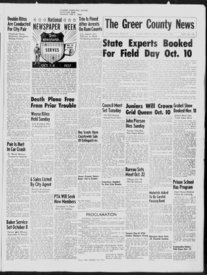 The Greer County News (Mangum, Okla.), Vol. 18, No. 40, Ed. 1 Monday, October 7, 1957