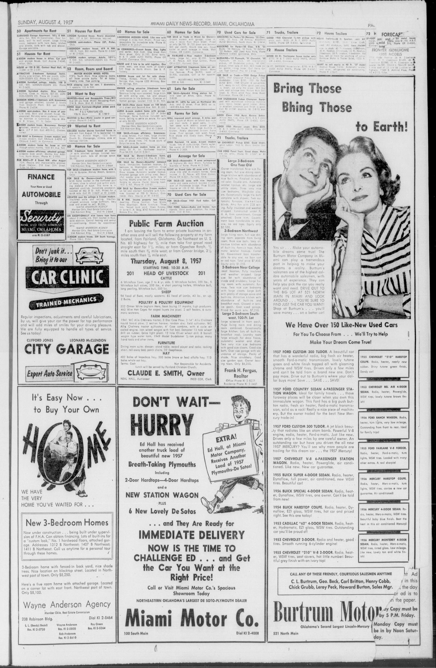 Miami Daily News-Record (Miami, Okla.), Vol. 55, No. 30, Ed. 1 Sunday, August 4, 1957
                                                
                                                    [Sequence #]: 23 of 23
                                                