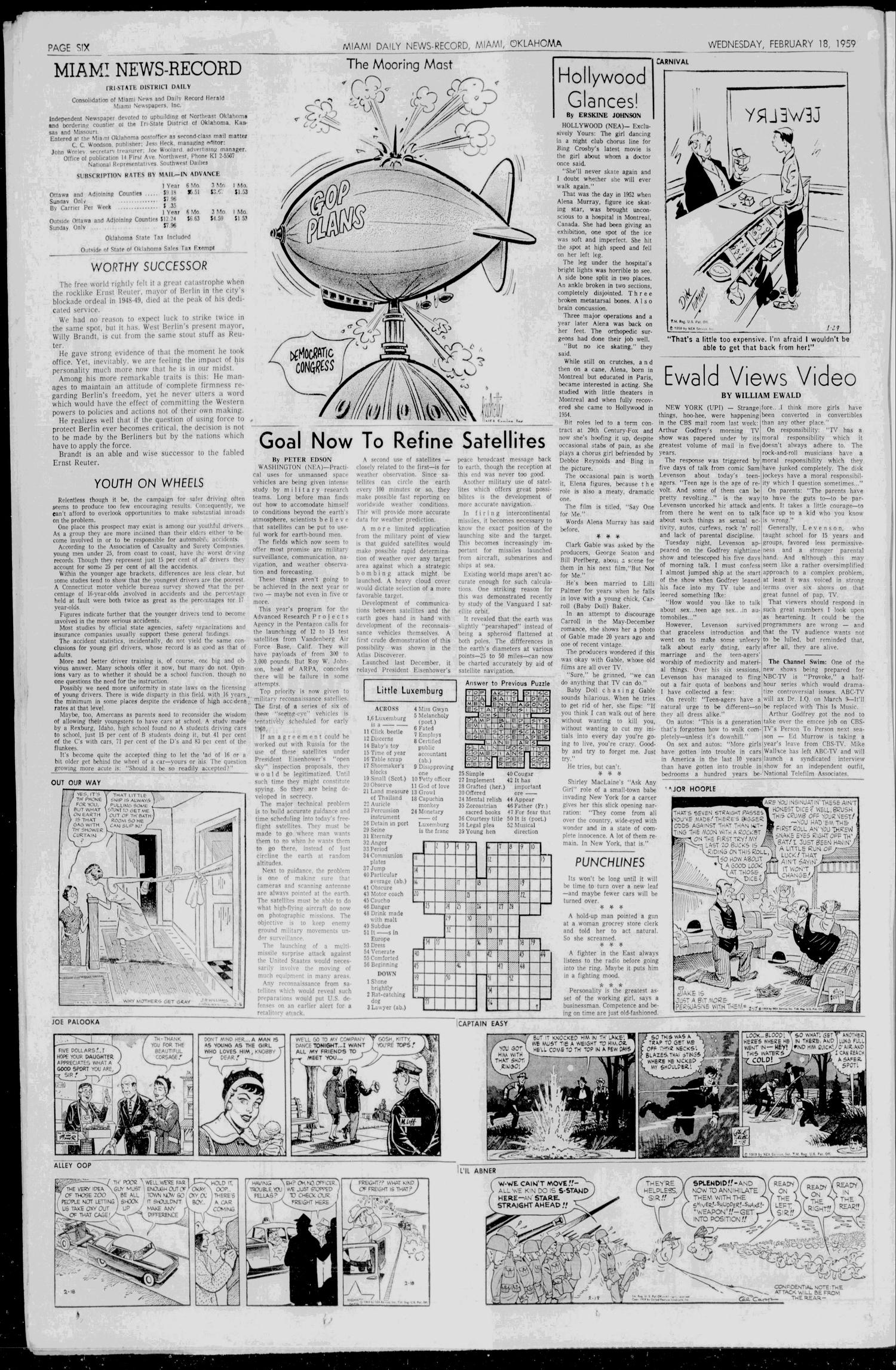 Miami Daily News-Record (Miami, Okla.), Vol. 56, No. 199, Ed. 1 Wednesday, February 18, 1959
                                                
                                                    [Sequence #]: 6 of 8
                                                