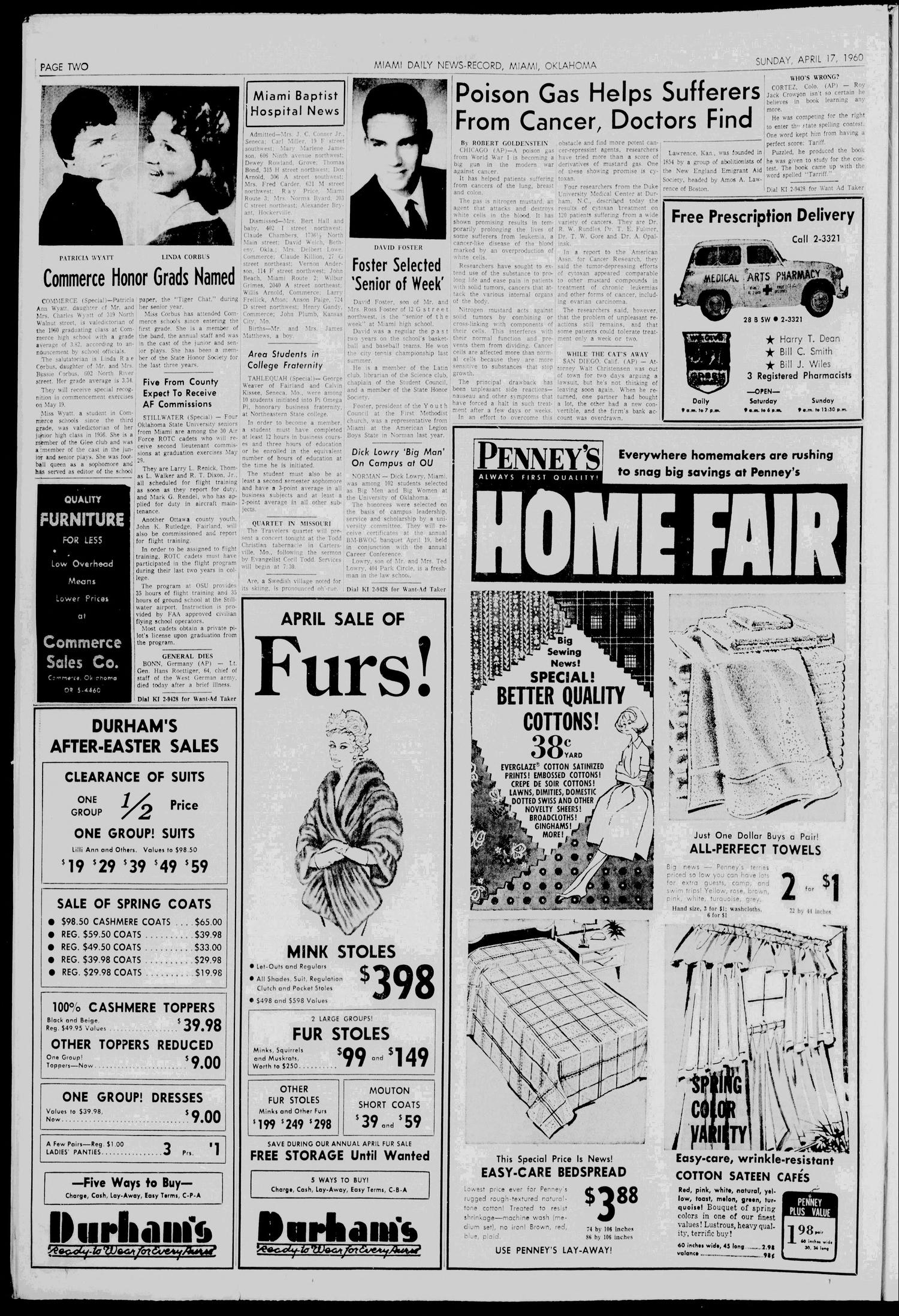 Miami Daily News-Record (Miami, Okla.), Vol. 57, No. 250, Ed. 1 Sunday, April 17, 1960
                                                
                                                    [Sequence #]: 2 of 16
                                                