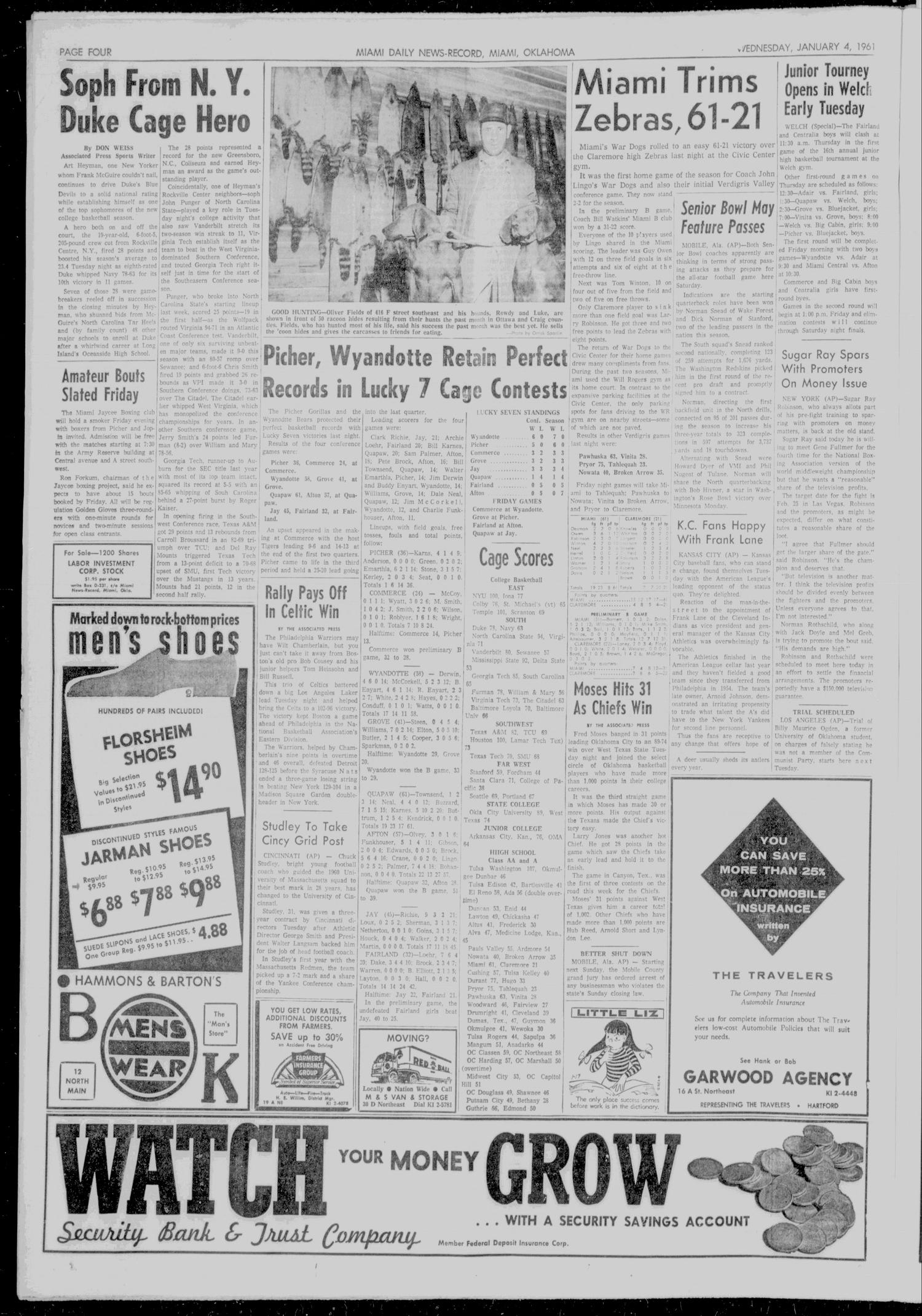 Miami Daily News-Record (Miami, Okla.), Ed. 1 Wednesday, January 4, 1961
                                                
                                                    [Sequence #]: 4 of 8
                                                