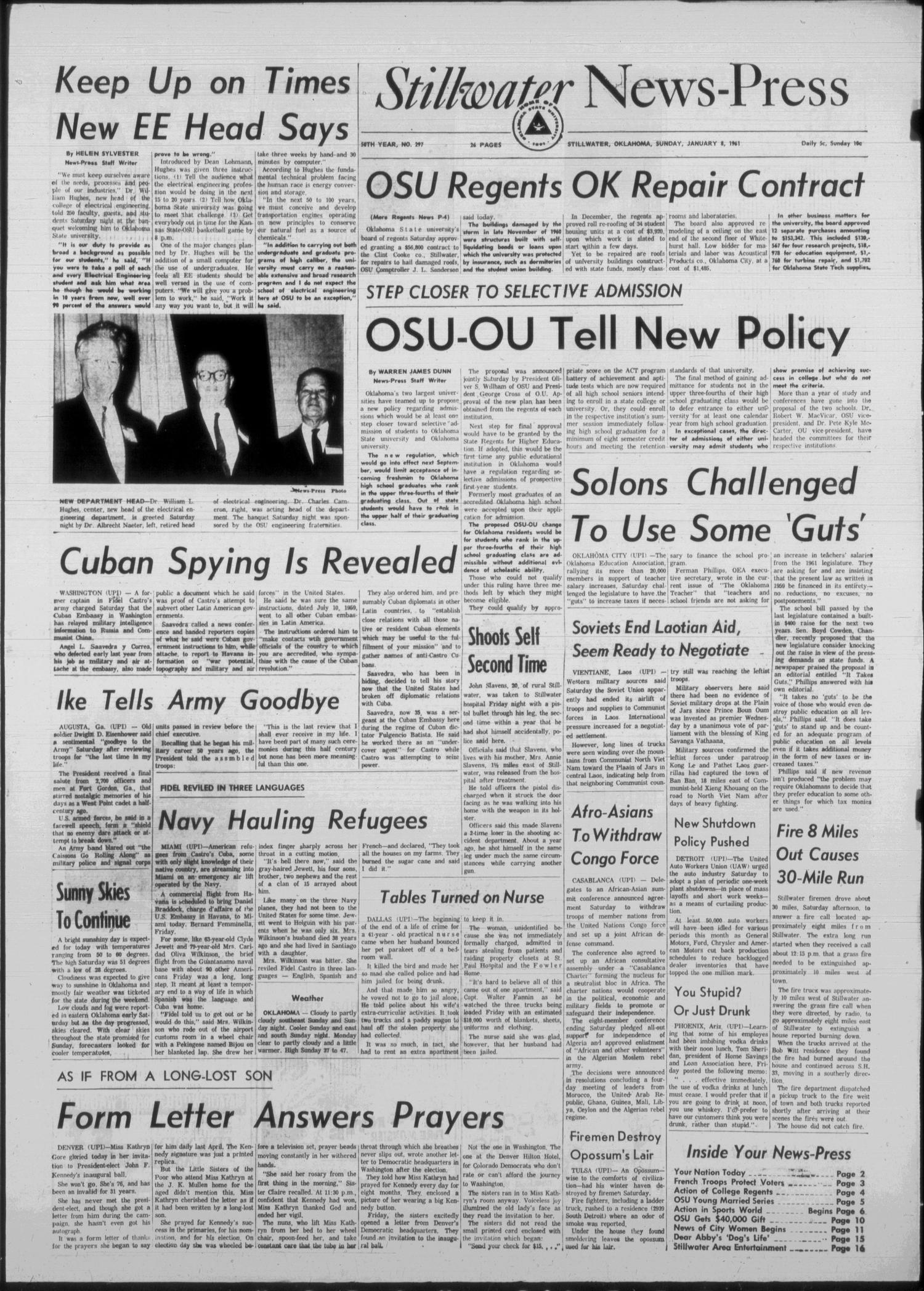 Stillwater News-Press (Stillwater, Okla.), Vol. 50, No. 297, Ed. 1 Sunday, January 8, 1961
                                                
                                                    [Sequence #]: 1 of 18
                                                
