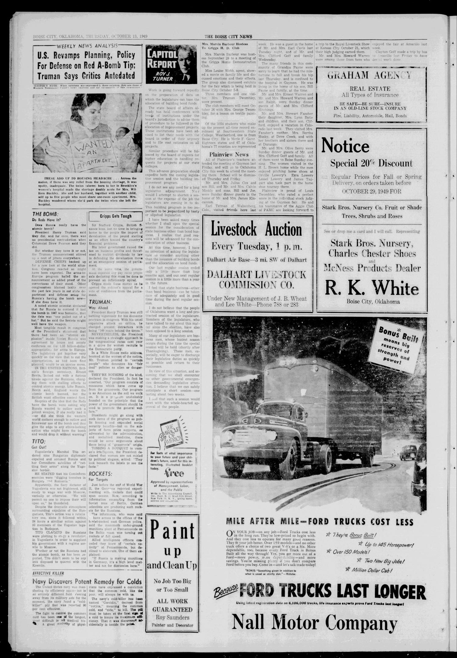 The Boise City News (Boise City, Okla.), Vol. 52, No. 16, Ed. 1 Thursday, October 13, 1949
                                                
                                                    [Sequence #]: 2 of 10
                                                