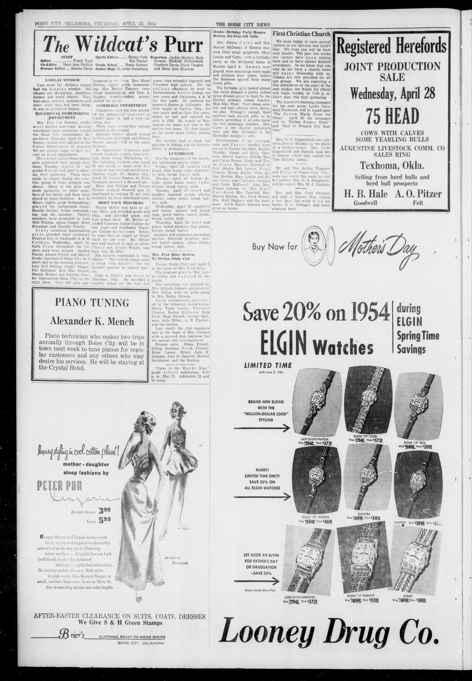 The Boise City News (Boise City, Okla.), Vol. 56, No. 43, Ed. 1 Thursday, April 22, 1954
                                                
                                                    [Sequence #]: 8 of 8
                                                