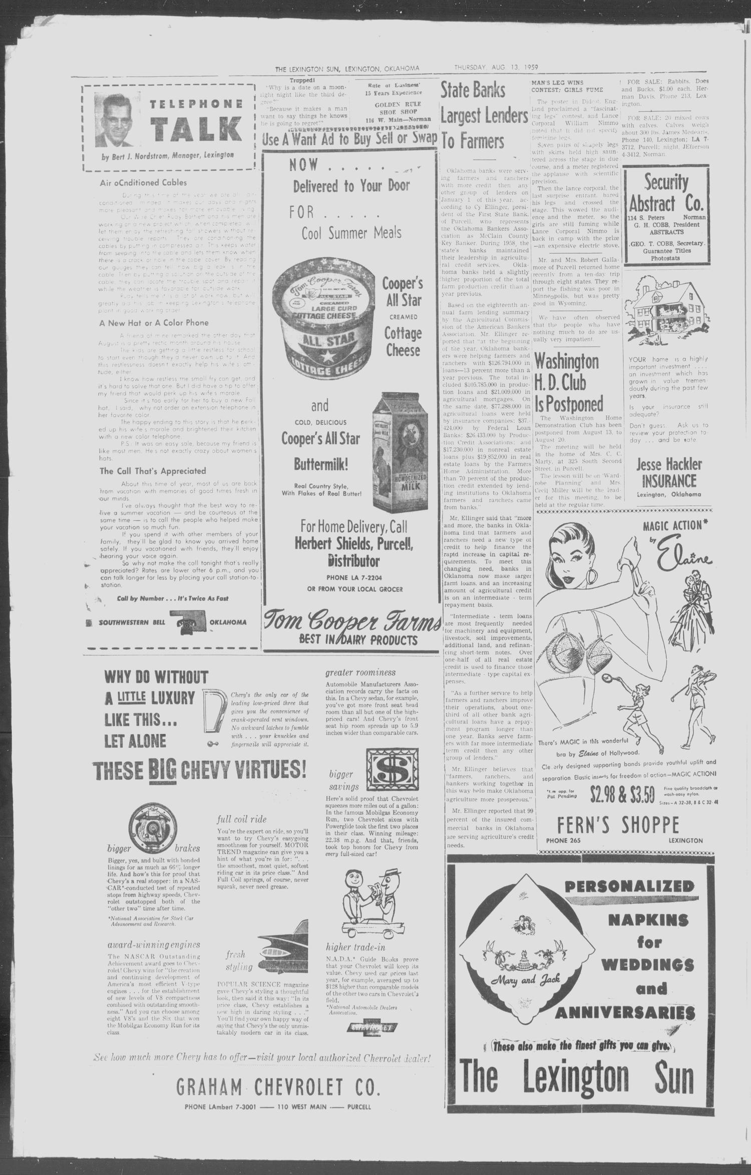 The Lexington Sun (Lexington, Okla.), Vol. 26, No. 33, Ed. 1 Thursday, August 13, 1959
                                                
                                                    [Sequence #]: 2 of 6
                                                