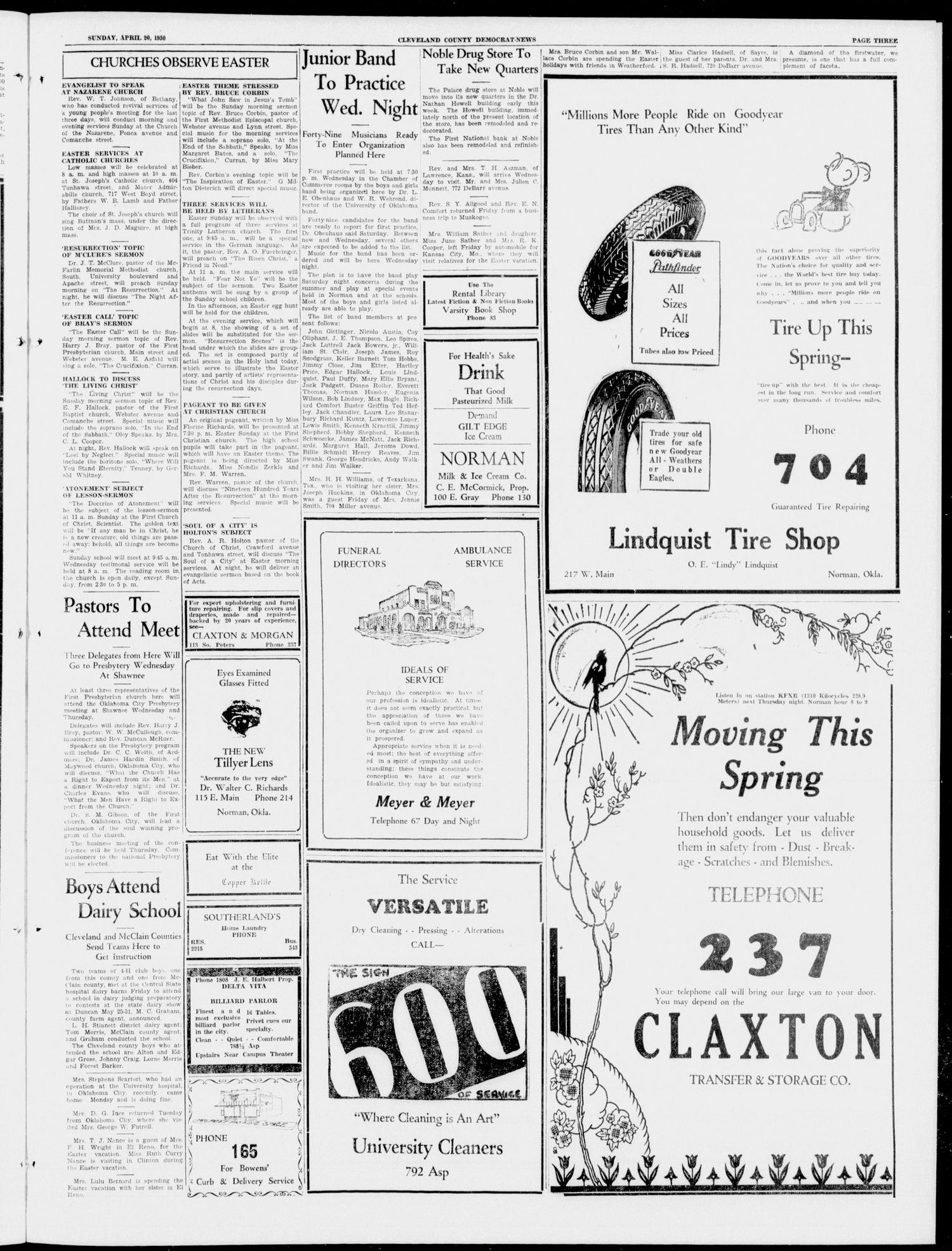 The Cleveland County Democrat-News (Norman, Okla.), Vol. 7, No. 32, Ed. 1 Sunday, April 20, 1930
                                                
                                                    [Sequence #]: 3 of 8
                                                