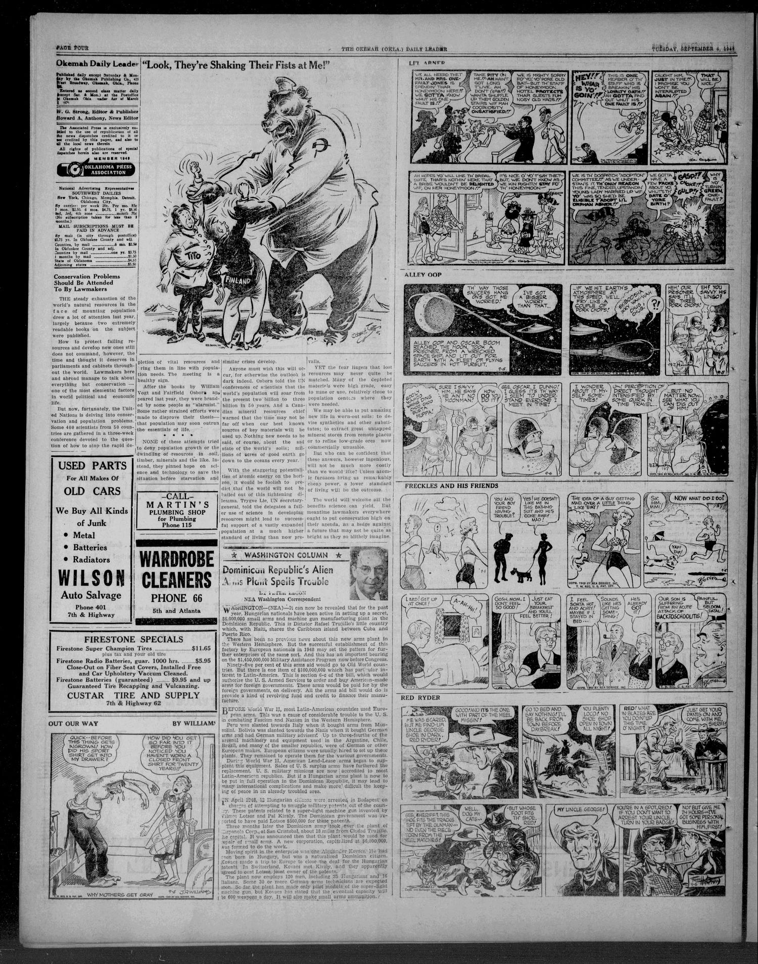Okemah Daily Leader (Okemah, Okla.), Vol. 22, No. 204, Ed. 1 Tuesday, September 6, 1949
                                                
                                                    [Sequence #]: 4 of 6
                                                