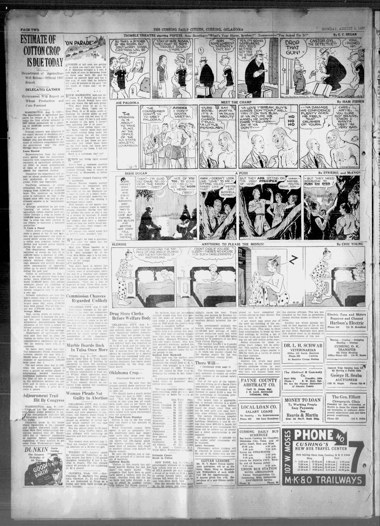 The Cushing Daily Citizen (Cushing, Okla.), Vol. 15, No. 20, Ed. 1 Monday, August 9, 1937
                                                
                                                    [Sequence #]: 2 of 6
                                                