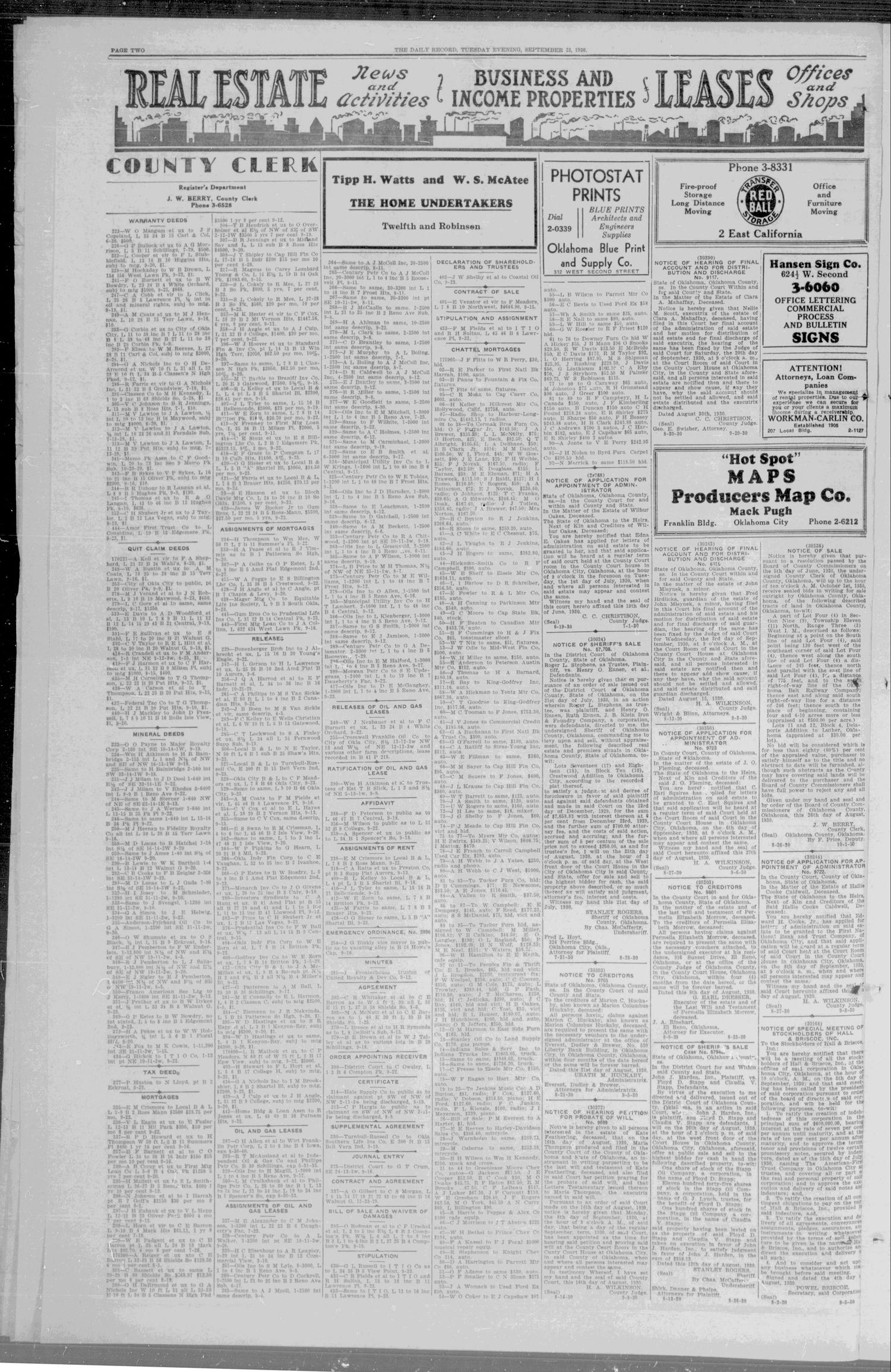 The Daily Record (Oklahoma City, Okla.), Vol. 27, No. 221, Ed. 1 Tuesday, September 23, 1930
                                                
                                                    [Sequence #]: 2 of 8
                                                