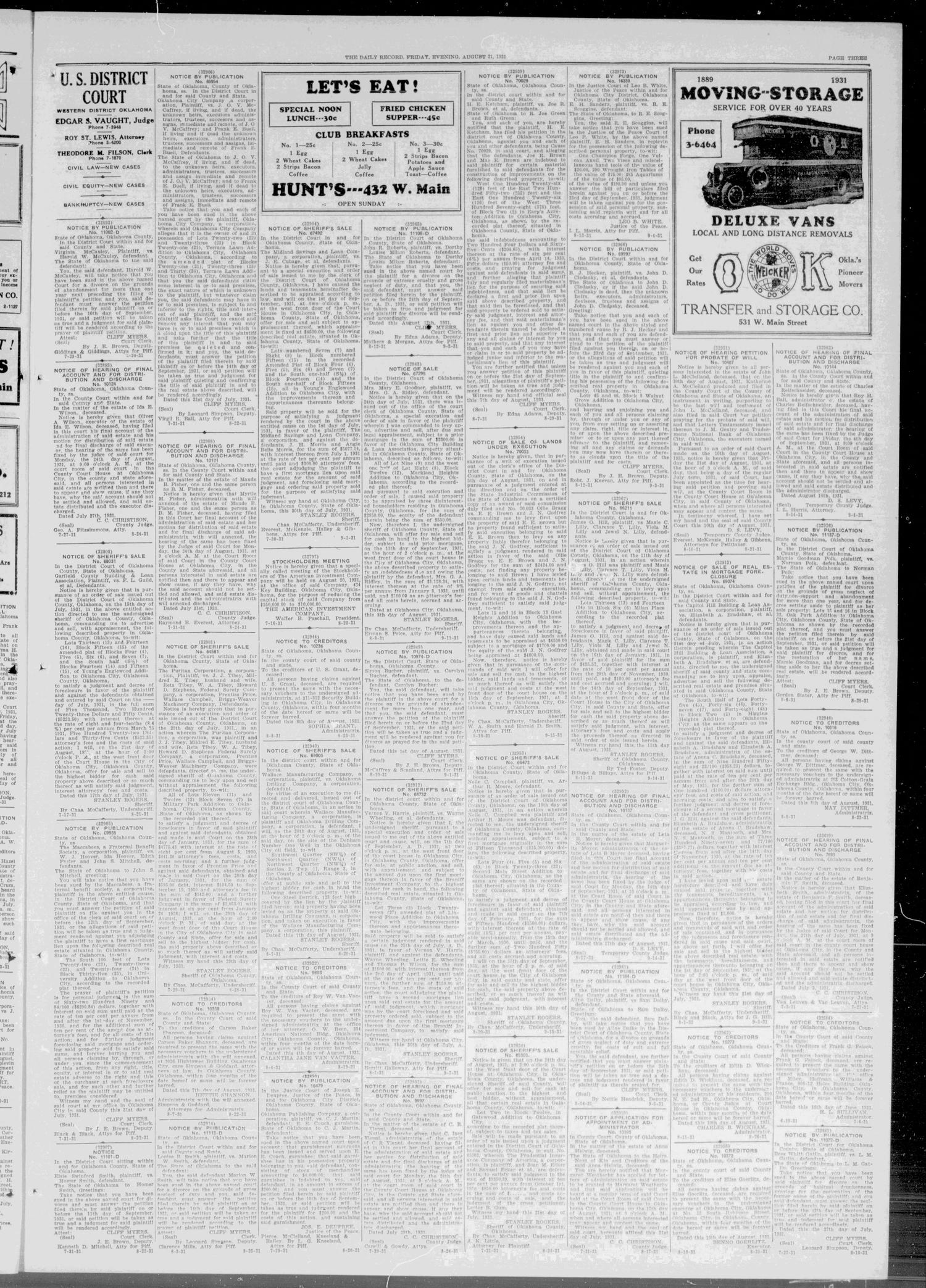 The Daily Record (Oklahoma City, Okla.), Vol. 28, No. 200, Ed. 1 Friday, August 21, 1931
                                                
                                                    [Sequence #]: 3 of 8
                                                